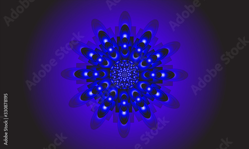 illustration vector graphic of abstract background. Decorative round ornament with a shiny blue color. mandala background © SYAHMINAN