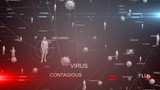 Coronavirus dangerous flu virus strain word cloud spread of Covid-19 outbreak - illustration render