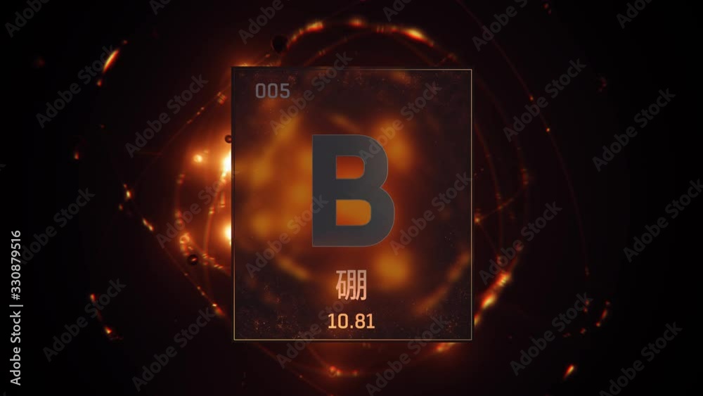 Boron as Element 5 of the Periodic Table. Seamlessly looping 3D ...
