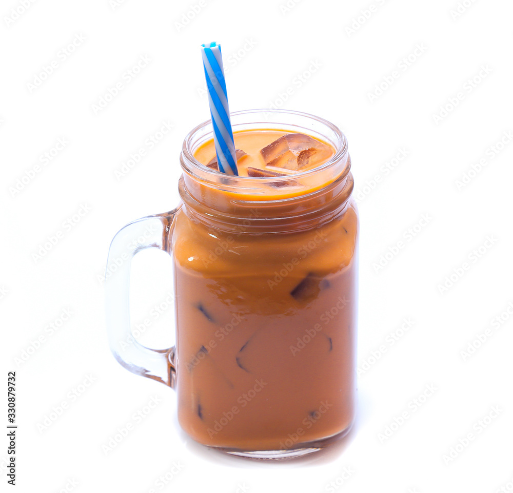 Iced Thai milk tea in glasses (thailand) Iced Thai milk tea in glasses (thailand)