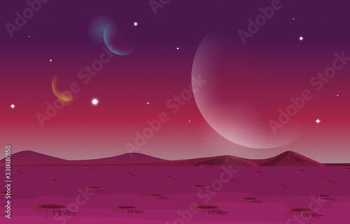 Landscape Surface of Planet Sky Space Science Fiction Fantasy Illustration