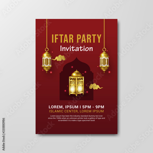 iftar party invitation flyer template design vector illustration