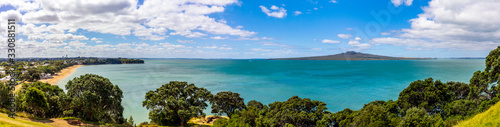 Vászonkép View to North Shore Landscape and Rangitoto Island from North Head Devonport, New Zealand