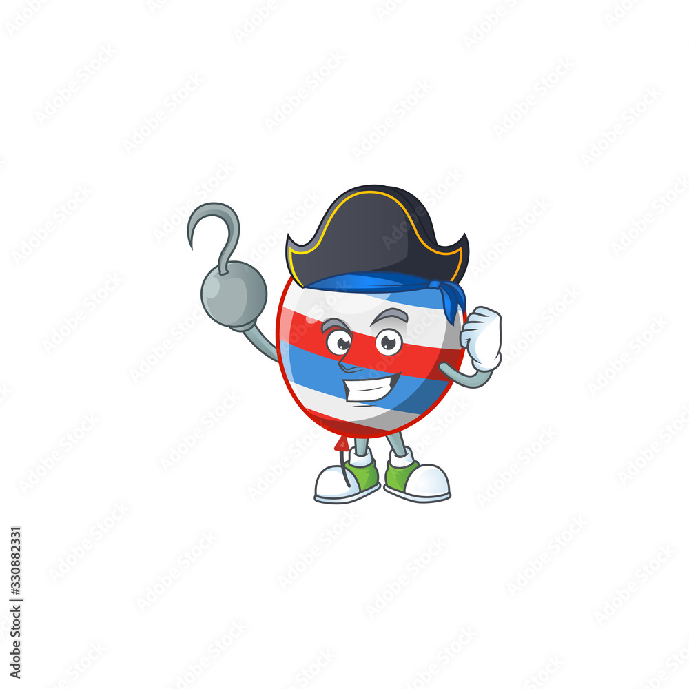 Fototapeta premium One hand Pirate cartoon design style of independence day balloon wearing a hat