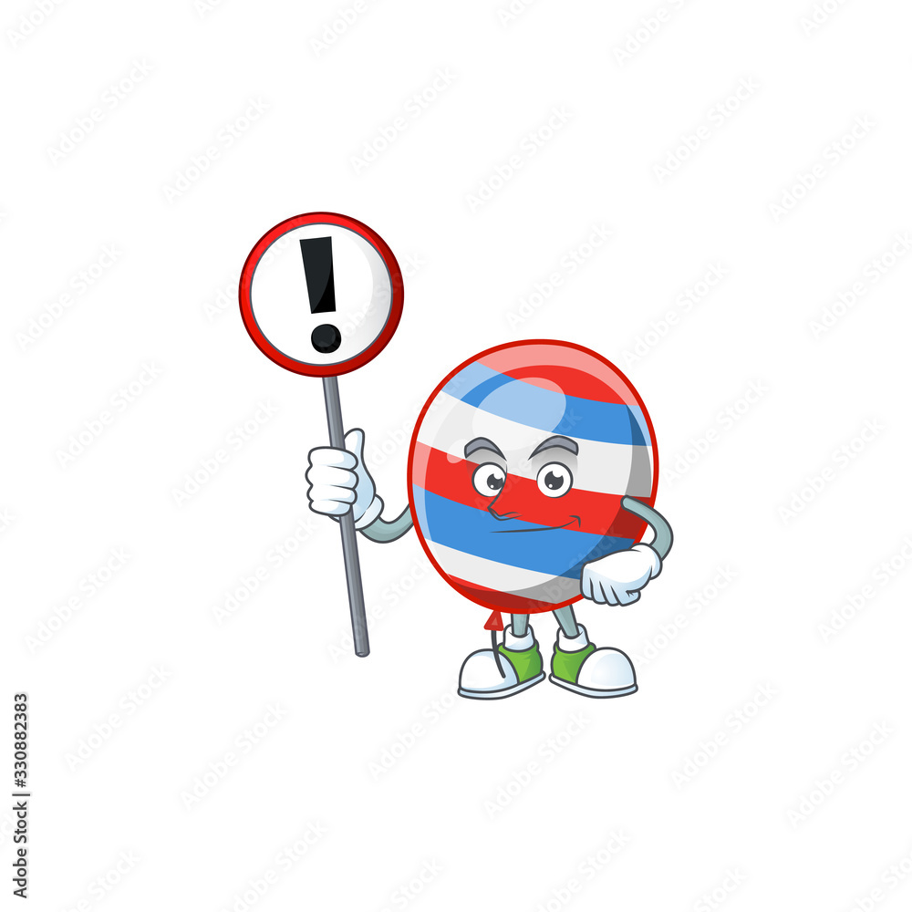 Smiling cartoon design of independence day balloon with a sign