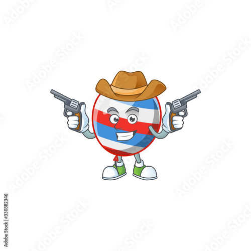 Cool cowboy cartoon design of independence day balloon holding guns