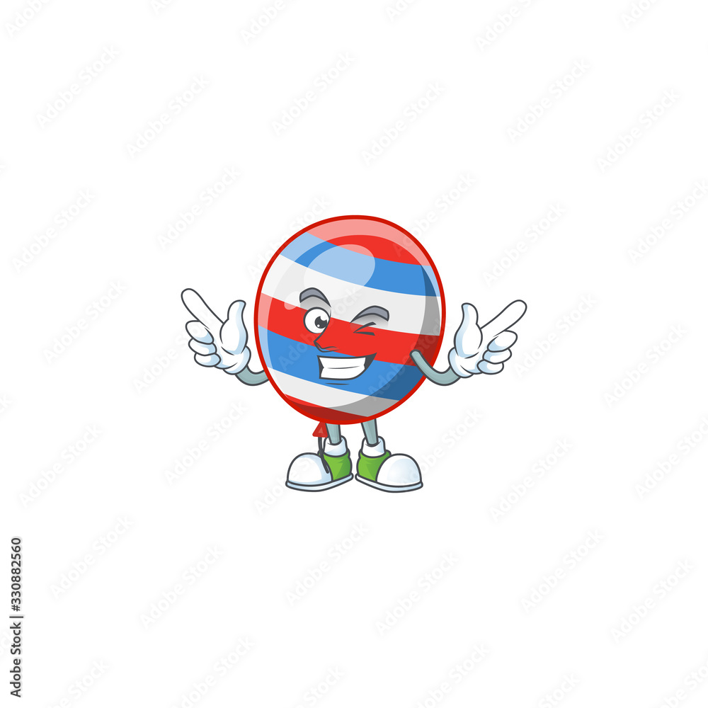 Funny independence day balloon cartoon design style with wink eye face