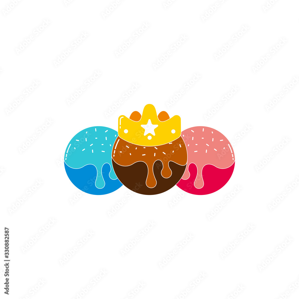 king ice cream crown colorful happy fun concept symbol logo vector