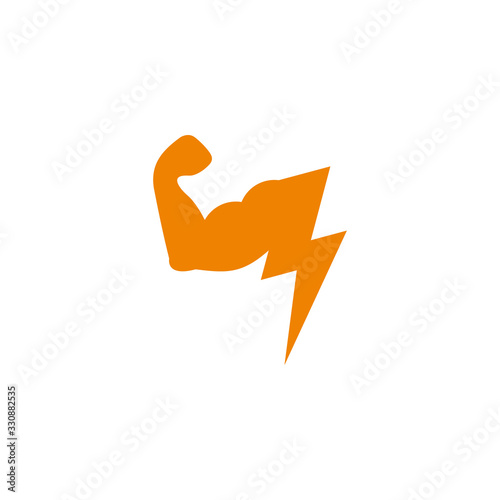 strong arm bolt power geometric symbol logo vector