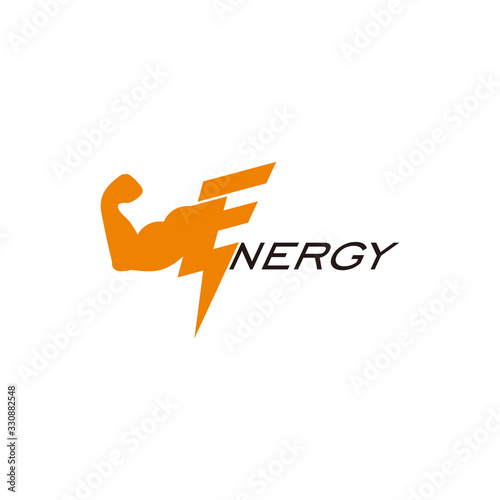 Fototapeta text energy strong arm thunder geometric logo vector
