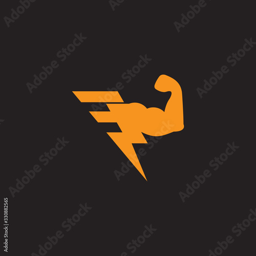 flash motion strong arm geometric design logo vector