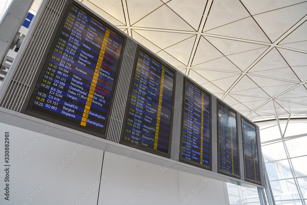 HONG KONG CIRCA APRIL, 2019 a flight information display system in