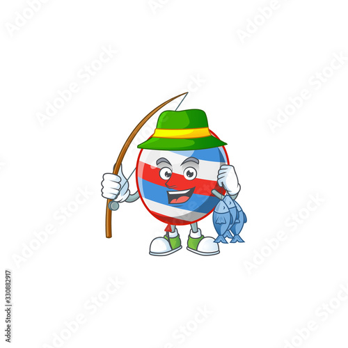 Cartoon character of funny Fishing independence day balloon