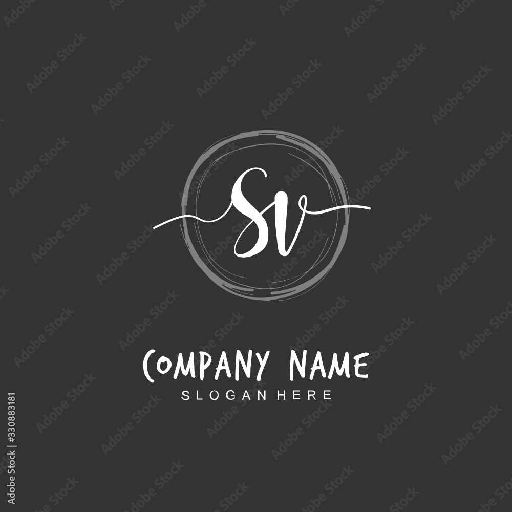 Handwritten initial letter S V SV for identity and logo. Vector logo template with handwriting and signature style. Handwritten initial letter S V SV for identity and logo. Vector logo template with handwriting and signature style.