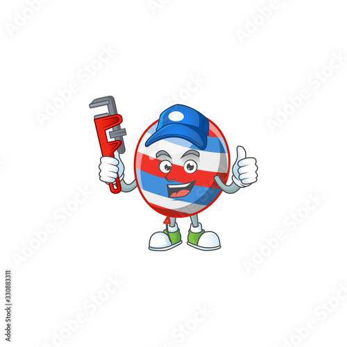 Smart Plumber worker of independence day balloon cartoon character design