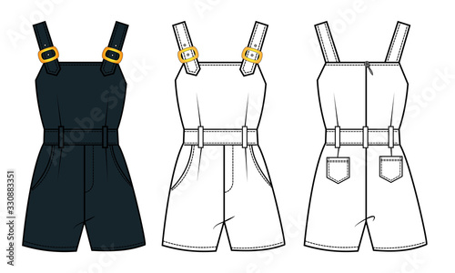 jumpsuit  fashion flat sketch template
