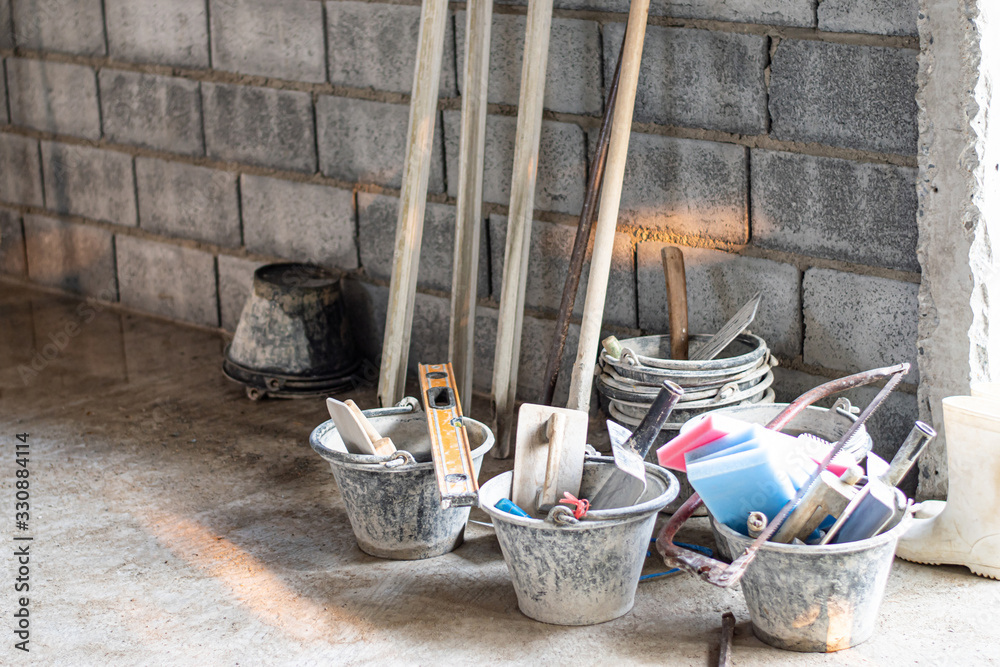 Tools for building walls of construction workers. Tools for building walls of construction workers.