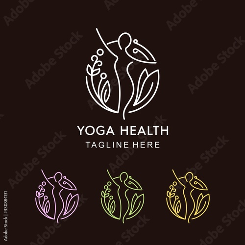 Yoga and Flower Mono line Design with different colors