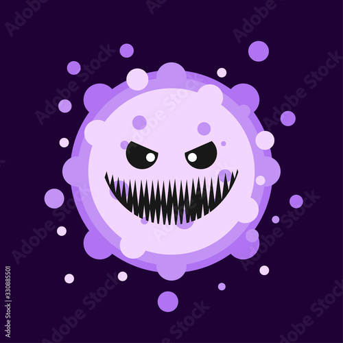 Corona Virus cartoon characters on color background Pathogen respiratory coronavirus 2019-nCoV from Wuhan, China. Suitable use for poster, element, mascot, emoji, emoticon. Covid-19, Sars, mers, flu, 