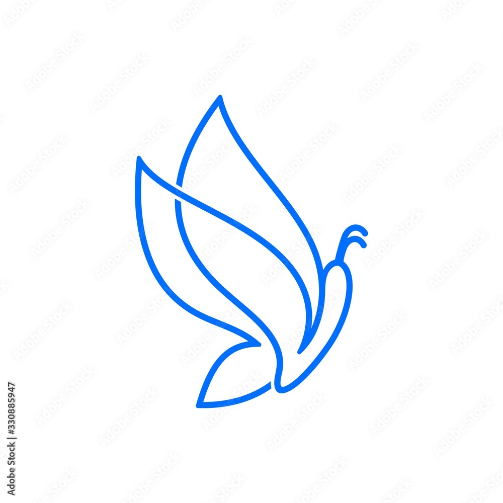 butterfly logo vector line icon drawing shape illustration Stock Vector ...