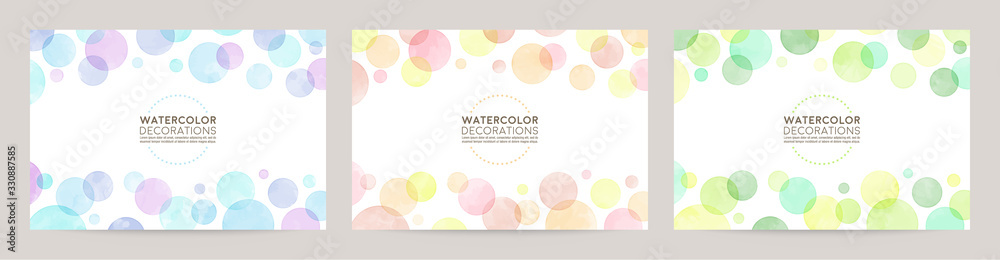 watercolor vector colorful bubble frames - obrazy, fototapety, plakaty 