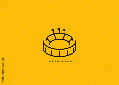 Stadium Logo Vector - Sport Stadium Simple Illustration line art icon template
