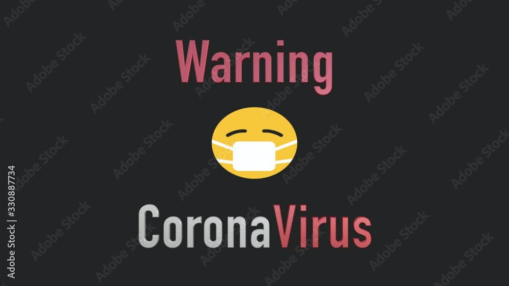 Warning message, Coronavirus, covid-19, corona virus disease, cartoon illustration, fonts, mask on face, prevention, protection Warning message, Coronavirus, covid-19, corona virus disease, cartoon illustration, fonts, mask on face, prevention, protection