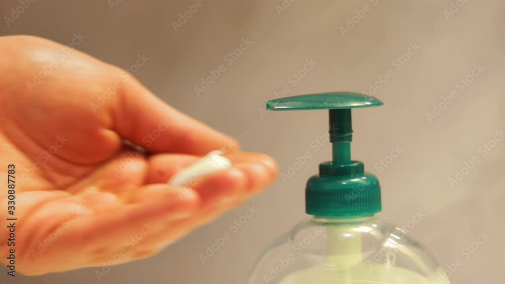 Putting soap on the hand