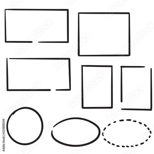 hand drawn doodle frame collection illustration with line art cartoon style