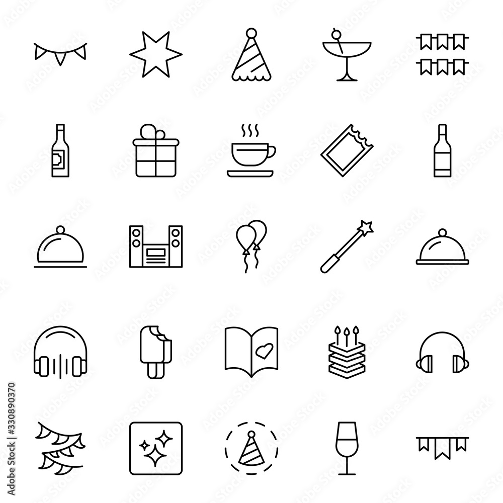 Fototapeta premium Holidays line icon set.