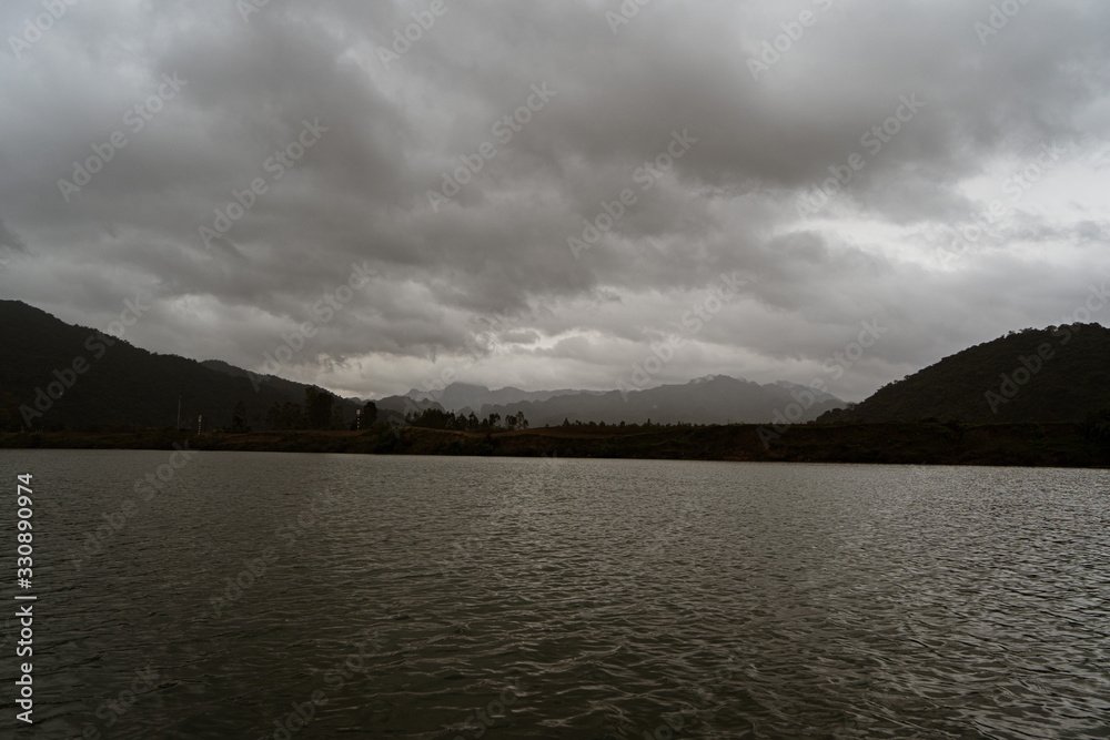 Fototapeta premium sunset on the lake