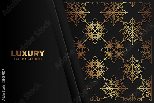 Luxury background. abstract black gold. black gold frame modern simple creative elegant with space of text can be used for Ramadan Islamic arabesque celebration invitation