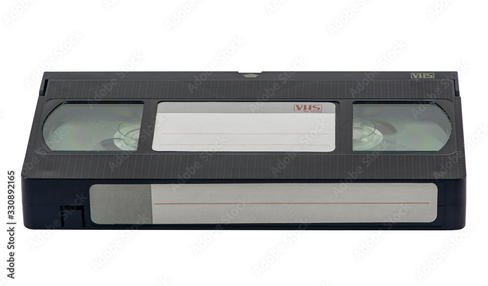 VHS video cassette isolated on white background. Video cassette with blank sticker. Old popular video technology from 1980s and 1990s. VHS video cassette isolated on white background. Video cassette with blank sticker. Old popular video technology from 1980s and 1990s.