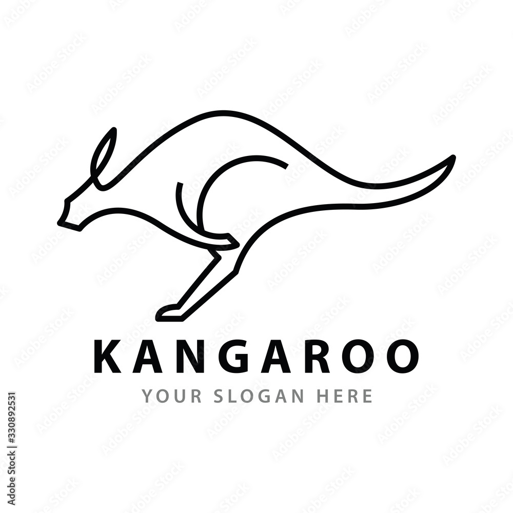 Fototapeta premium Kangaroo line logo design.