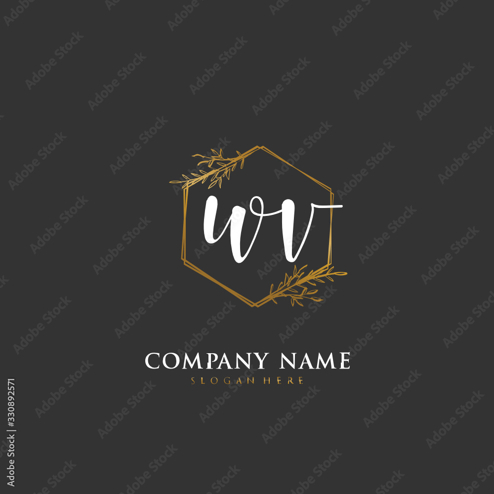 Handwritten initial letter W V WV for identity and logo. Vector logo template with handwriting and signature style. Handwritten initial letter W V WV for identity and logo. Vector logo template with handwriting and signature style.