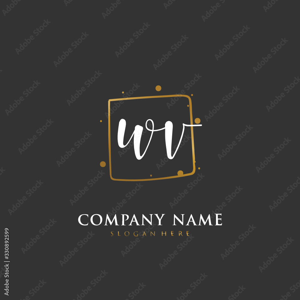 Handwritten initial letter W V WV for identity and logo. Vector logo template with handwriting and signature style. Handwritten initial letter W V WV for identity and logo. Vector logo template with handwriting and signature style.