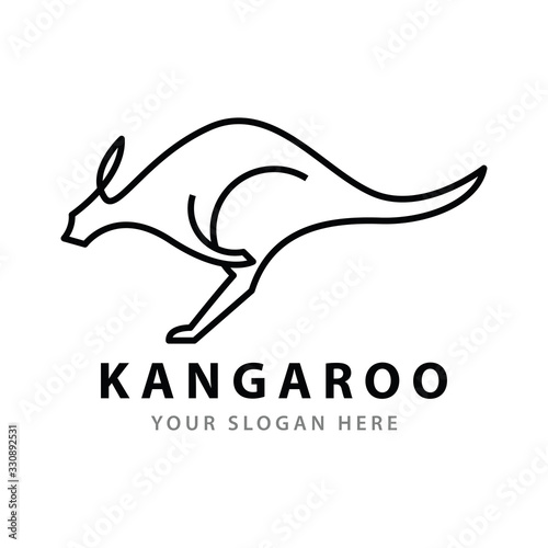 Kangaroo line logo design.