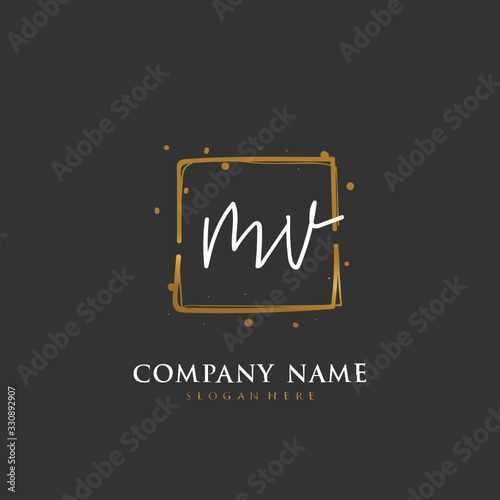 Handwritten initial letter M V MV for identity and logo. Vector logo template with handwriting and signature style.