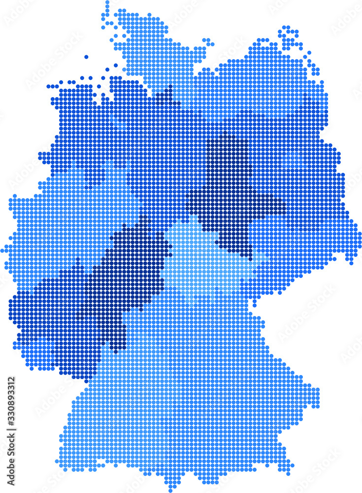 Blue circle Germany map on white background. Vector illustration.