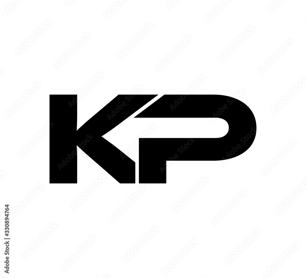 Initial 2 letter Logo Modern Simple Black KP - obrazy, fototapety, plakaty 