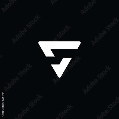 Minimal elegant monogram art logo. Outstanding professional trendy awesome artistic V VS SV initial based Alphabet icon logo. Premium Business logo White color on black background