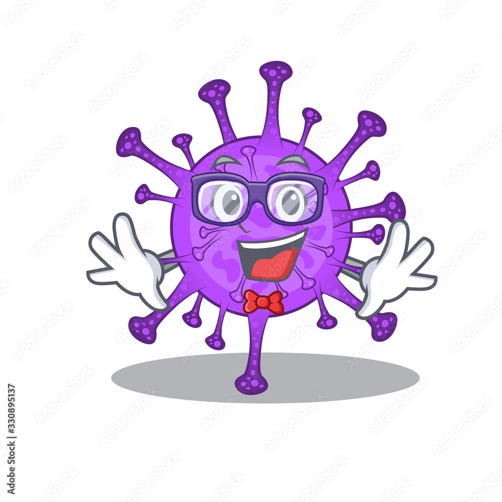 Super Funny Geek bovine coronavirus cartoon character design