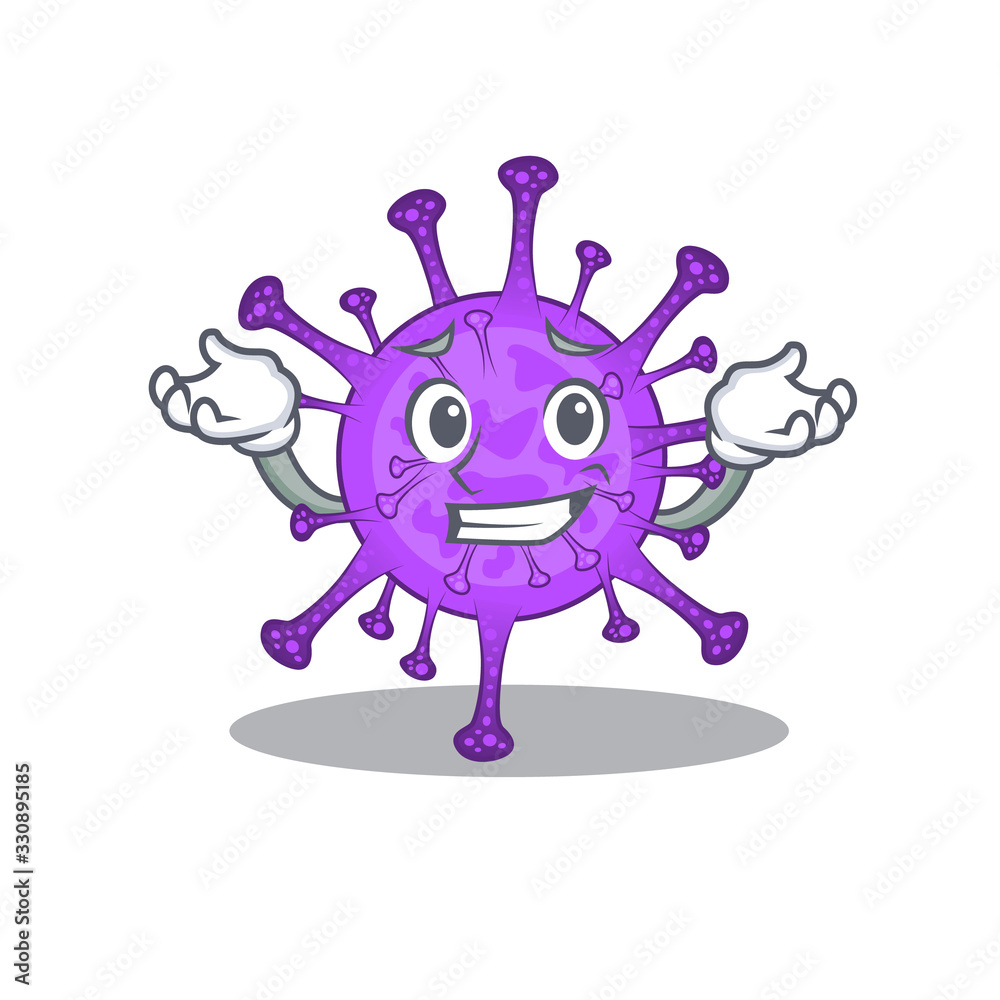 Fototapeta premium Happy face of bovine coronavirus mascot cartoon style