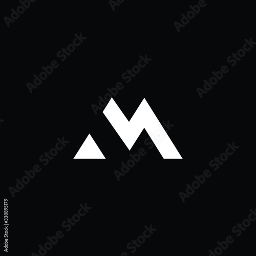 Minimal elegant monogram art logo. Outstanding professional trendy awesome artistic M MA AM initial based Alphabet icon logo. Premium Business logo White color on black background