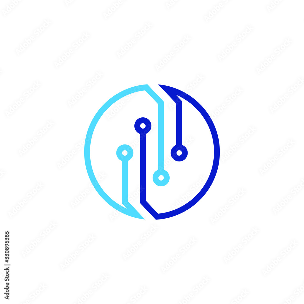 Vector technology icon. Network, tech, communication symbol. Circle technology logo. vector illustration