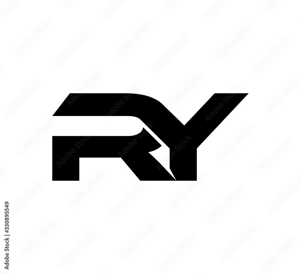 Initial 2 letter Logo Modern Simple Black RY - obrazy, fototapety, plakaty 