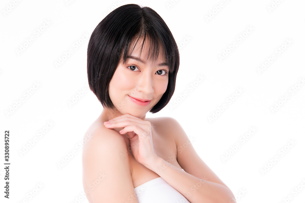 Beautiful Young Asian Woman with Clean Fresh Skin. Face care, Facial treatment, Cosmetology, beauty and healthy skin and cosmetic concept .woman beauty skin isolated on white background Beautiful Young Asian Woman with Clean Fresh Skin. Face care, Facial treatment, Cosmetology, beauty and healthy skin and cosmetic concept .woman beauty skin isolated on white background