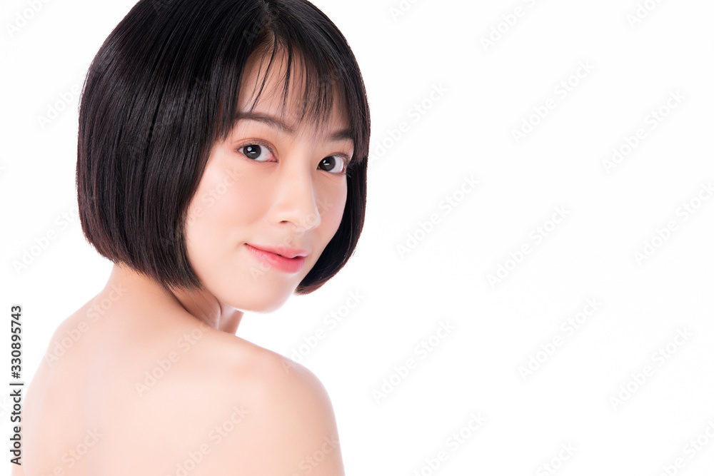 Beautiful Young Asian Woman with Clean Fresh Skin. Face care, Facial treatment, Cosmetology, beauty and healthy skin and cosmetic concept .woman beauty skin isolated on white background Beautiful Young Asian Woman with Clean Fresh Skin. Face care, Facial treatment, Cosmetology, beauty and healthy skin and cosmetic concept .woman beauty skin isolated on white background