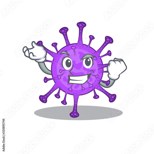 Bovine coronavirus cartoon character style with happy face