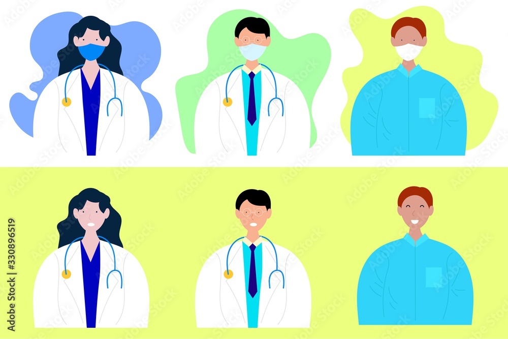 A doctor set bundle isolated on white background. flat vector concept illustration design A doctor set bundle isolated on white background. flat vector concept illustration design